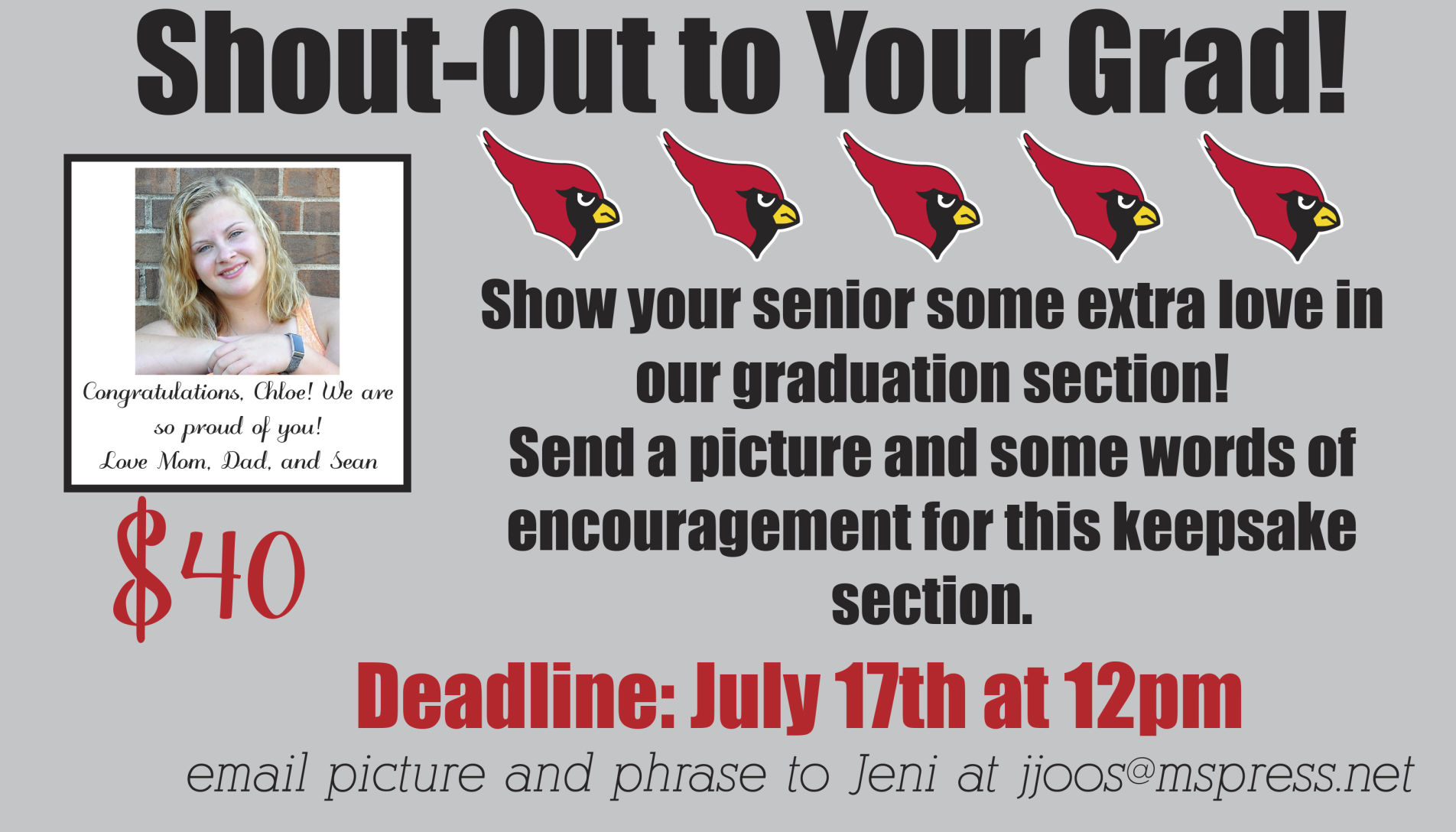 Deadline soon: Senior Shout out!